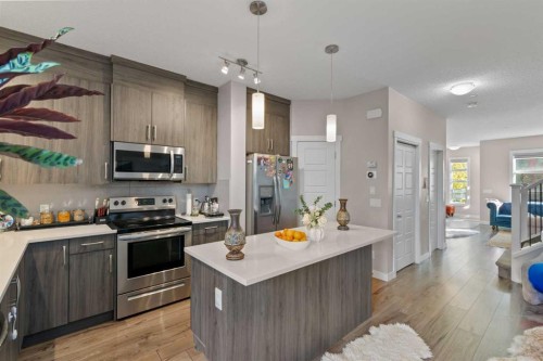 128 Livingston Parade Ne, Calgary, AB - Indoor Photo Showing Kitchen With Stainless Steel Kitchen With Upgraded Kitchen