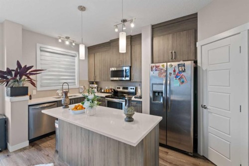 128 Livingston Parade Ne, Calgary, AB - Indoor Photo Showing Kitchen With Stainless Steel Kitchen With Upgraded Kitchen