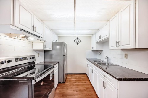 93-6100 4 Avenue Ne, Calgary, AB - Indoor Photo Showing Kitchen With Stainless Steel Kitchen With Double Sink