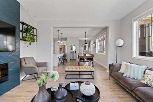 19 Yorkville Gate Sw, Calgary, AB - Indoor Photo Showing Living Room With Fireplace