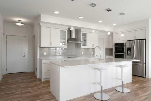 332-20 Seton Park Se, Calgary, AB - Indoor Photo Showing Kitchen With Stainless Steel Kitchen With Upgraded Kitchen