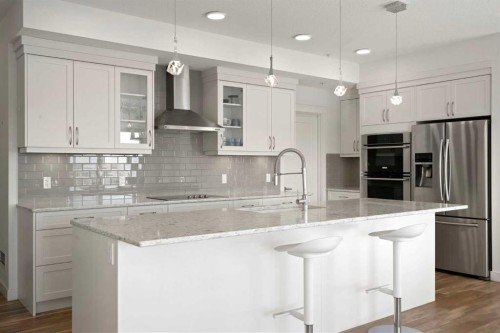 332-20 Seton Park Se, Calgary, AB - Indoor Photo Showing Kitchen With Stainless Steel Kitchen With Upgraded Kitchen