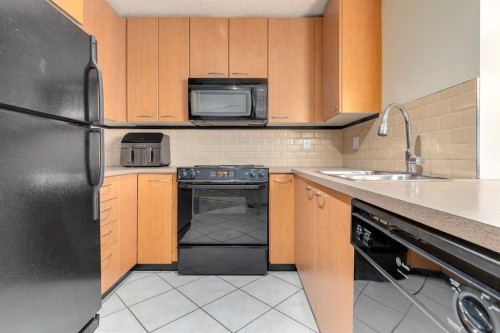 433-22 Richard Place Sw, Calgary, AB - Indoor Photo Showing Kitchen With Double Sink