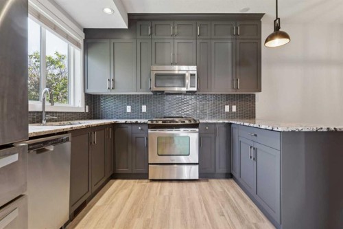 1-4513 Bowness Road Nw, Calgary, AB - Indoor Photo Showing Kitchen With Stainless Steel Kitchen With Upgraded Kitchen