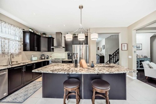 132 Waterlily Cove, Chestermere, AB - Indoor Photo Showing Kitchen With Stainless Steel Kitchen With Upgraded Kitchen