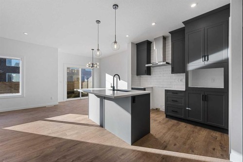 95 Dawson Wharf Mount, Chestermere, AB - Indoor Photo Showing Kitchen With Upgraded Kitchen