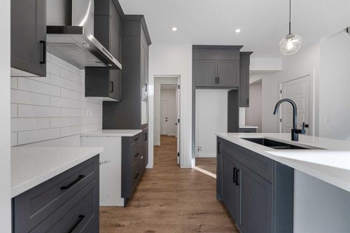 95 Dawson Wharf Mount, Chestermere, AB - Indoor Photo Showing Kitchen With Double Sink With Upgraded Kitchen