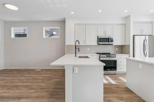 201 Magnolia Terrace Se, Calgary, AB - Indoor Photo Showing Kitchen With Stainless Steel Kitchen With Upgraded Kitchen