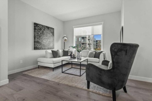 507 Shawnee Square Sw, Calgary, AB - Indoor Photo Showing Living Room