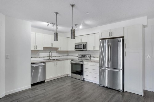 1211-755 Copperpond Boulevard Se, Calgary, AB - Indoor Photo Showing Kitchen With Double Sink With Upgraded Kitchen