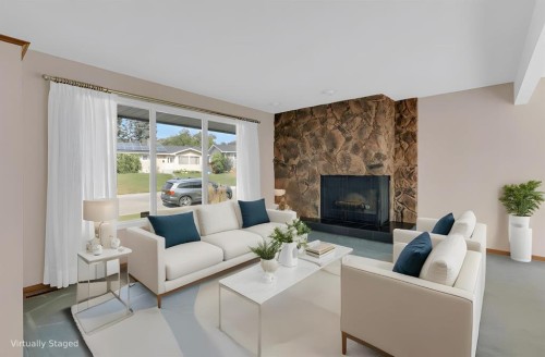 4808 Nordegg Crescent Nw, Calgary, AB - Indoor Photo Showing Living Room With Fireplace