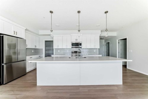 1305-42 Cranbrook Gardens Se, Calgary, AB - Indoor Photo Showing Kitchen With Stainless Steel Kitchen With Upgraded Kitchen