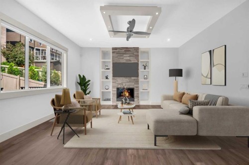 127 Evansview Road Nw, Calgary, AB - Indoor Photo Showing Living Room With Fireplace