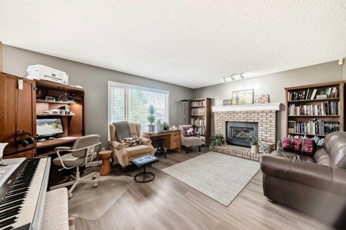 20 Rivergreen Crescent Se, Calgary, AB - Indoor Photo Showing Living Room With Fireplace
