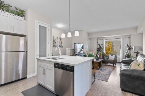 1426-2461 Baysprings Link Sw, Airdrie, AB - Indoor Photo Showing Kitchen With Stainless Steel Kitchen With Double Sink