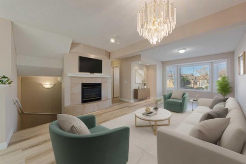 19 Sandarac Road Nw, Calgary, AB - Indoor Photo Showing Living Room With Fireplace