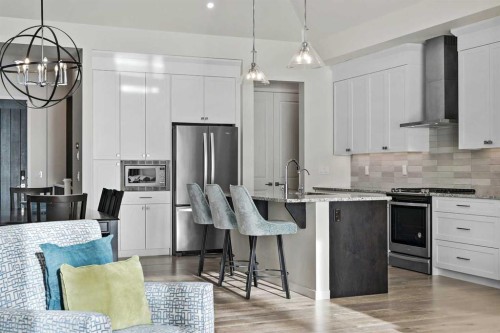 12 Cranbrook Mews Se, Calgary, AB - Indoor Photo Showing Kitchen With Stainless Steel Kitchen With Upgraded Kitchen