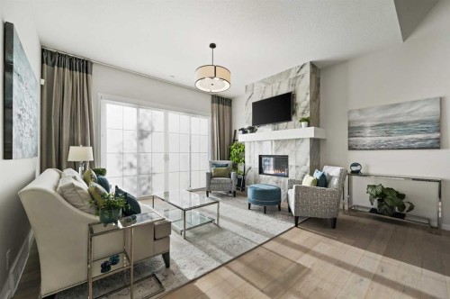 12 Cranbrook Mews Se, Calgary, AB - Indoor With Fireplace