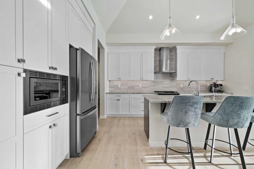 12 Cranbrook Mews Se, Calgary, AB - Indoor Photo Showing Kitchen With Stainless Steel Kitchen With Upgraded Kitchen