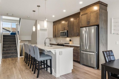59 Sage Bluff Road Nw, Calgary, AB - Indoor Photo Showing Kitchen With Upgraded Kitchen