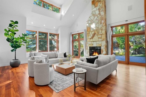 1403 Beverley Place Sw, Calgary, AB - Indoor Photo Showing Living Room With Fireplace