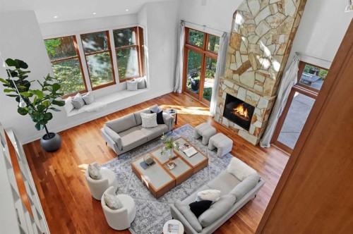 1403 Beverley Place Sw, Calgary, AB - Indoor Photo Showing Living Room With Fireplace