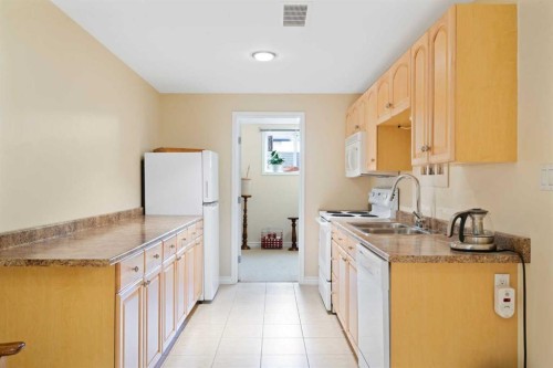 9632 Oakcliffe Drive Sw, Calgary, AB - Indoor Photo Showing Kitchen With Double Sink