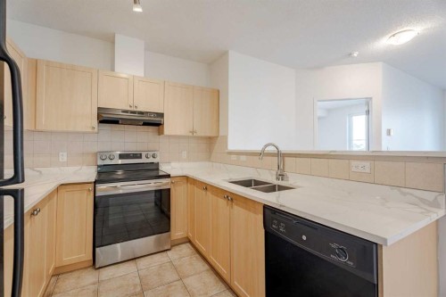 1212-333 Taravista Drive Ne, Calgary, AB - Indoor Photo Showing Kitchen With Double Sink