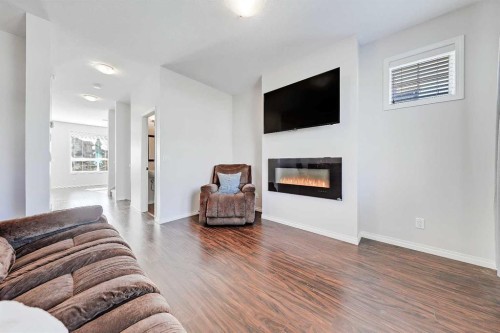 401-1086 Williamstown Boulevard Nw, Airdrie, AB - Indoor Photo Showing Living Room With Fireplace