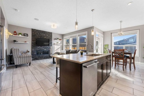 235 Redstone Heights Ne, Calgary, AB - Indoor With Fireplace