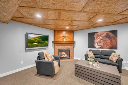 10012 Willowview Road Se, Calgary, AB - Indoor Photo Showing Living Room With Fireplace
