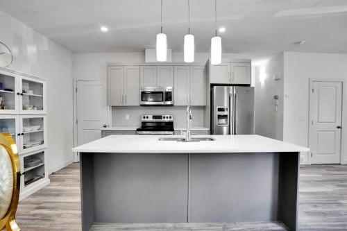 457 Canals Crossing Sw, Airdrie, AB - Indoor Photo Showing Kitchen With Stainless Steel Kitchen With Double Sink With Upgraded Kitchen