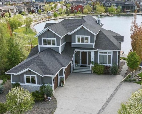 129 Auburn Sound Point Se, Calgary, AB - Outdoor With Body Of Water With Facade