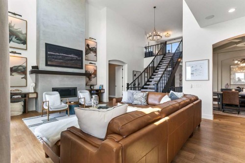 129 Auburn Sound Point Se, Calgary, AB - Indoor Photo Showing Living Room With Fireplace