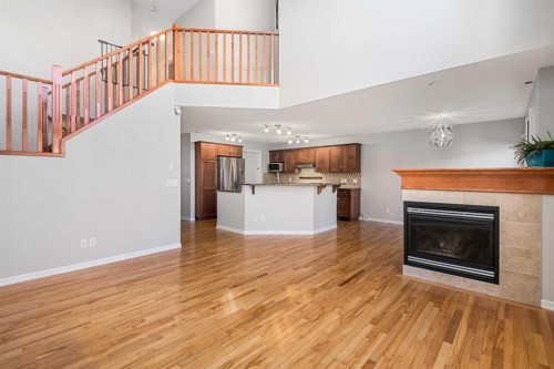 38 Autumn Gardens Se, Calgary, AB - Indoor Photo Showing Living Room With Fireplace