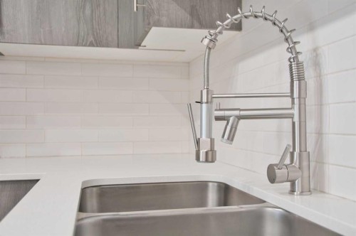 5407-302 Skyview Ranch Drive Ne, Calgary, AB - Indoor Photo Showing Kitchen With Double Sink
