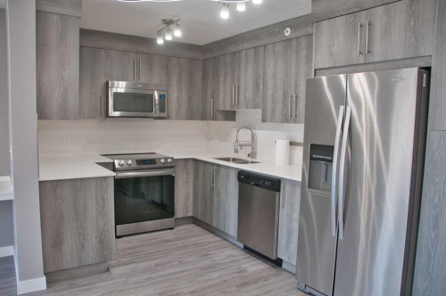 5407-302 Skyview Ranch Drive Ne, Calgary, AB - Indoor Photo Showing Kitchen With Stainless Steel Kitchen With Double Sink With Upgraded Kitchen