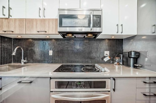 423-619 Confluence Way Se, Calgary, AB - Indoor Photo Showing Kitchen With Upgraded Kitchen