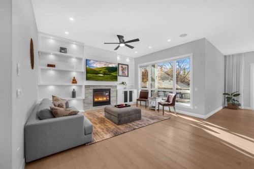 1623 16A Street Se, Calgary, AB - Indoor Photo Showing Living Room With Fireplace