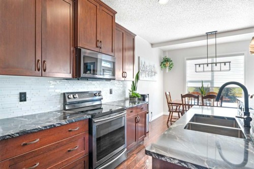 106 Copperstone Close Se, Calgary, AB - Indoor Photo Showing Kitchen With Double Sink