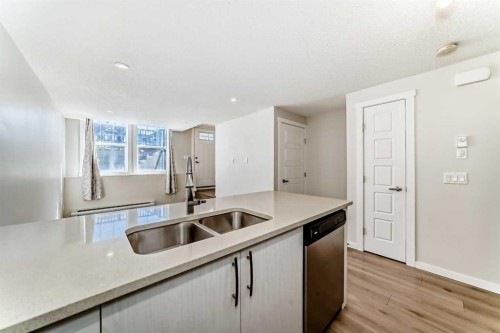 109 Cranbrook Square Se, Calgary, AB - Indoor Photo Showing Kitchen With Double Sink
