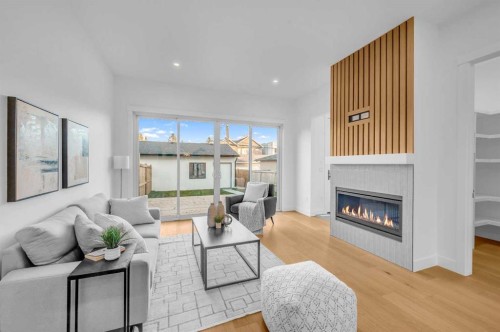 3404 2 Street Nw, Calgary, AB - Indoor Photo Showing Living Room With Fireplace