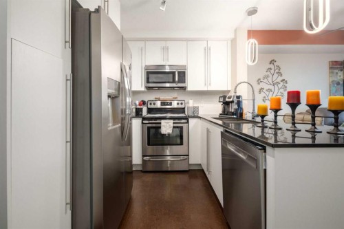 2105-11 Mahogany Row Se, Calgary, AB - Indoor Photo Showing Kitchen With Stainless Steel Kitchen With Upgraded Kitchen