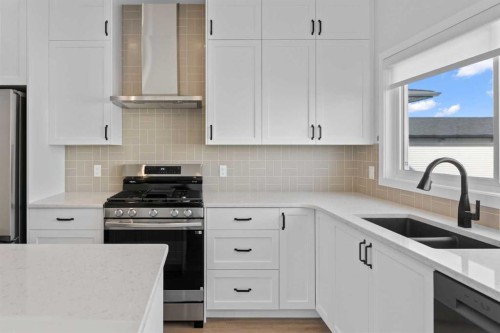 994 Chinook Winds Meadow Sw, Airdrie, AB - Indoor Photo Showing Kitchen With Double Sink With Upgraded Kitchen