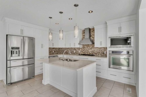 338 Panamount Drive Nw, Calgary, AB - Indoor Photo Showing Kitchen With Double Sink With Upgraded Kitchen
