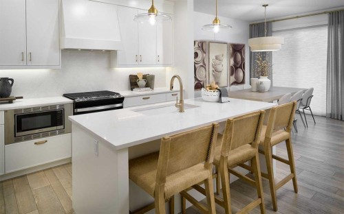 240 Creekstone Circle Sw, Calgary, AB - Indoor Photo Showing Kitchen With Upgraded Kitchen