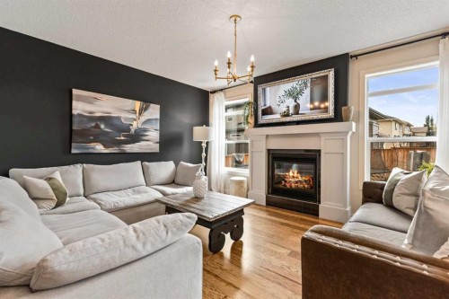 160 Chaparral Valley View Se, Calgary, AB - Indoor Photo Showing Living Room With Fireplace