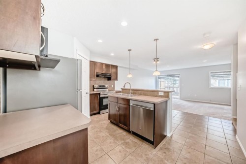 104 Country Village Lane Ne, Calgary, AB - Indoor Photo Showing Kitchen With Stainless Steel Kitchen With Double Sink