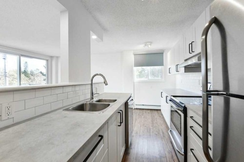 204-2220 16A Street Sw, Calgary, AB - Indoor Photo Showing Kitchen With Double Sink With Upgraded Kitchen