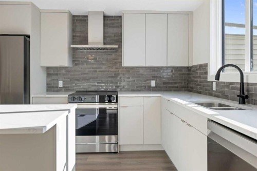 215 Belvedere Avenue Se, Calgary, AB - Indoor Photo Showing Kitchen With Double Sink With Upgraded Kitchen
